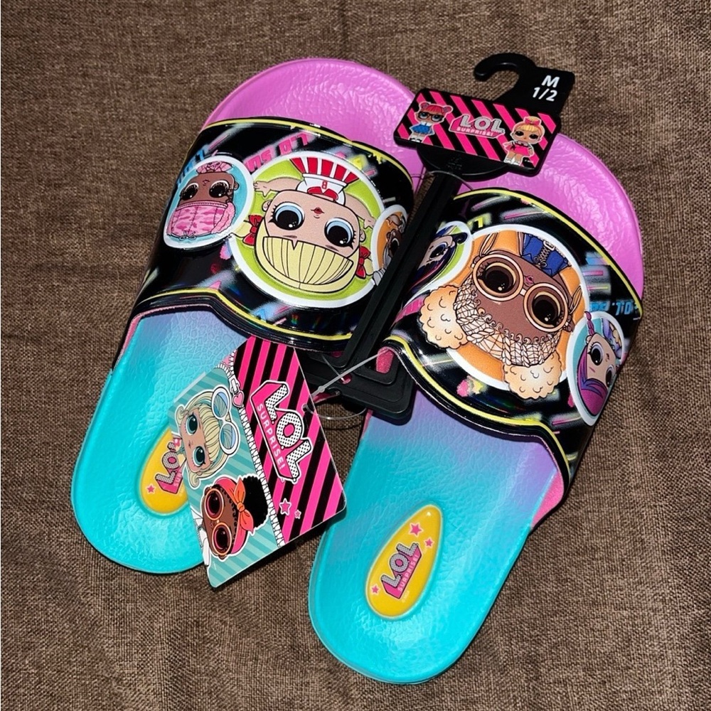 LOL Doll Girls Slides. Sizes 1/2, 3/4, and 5/6 Available. New W Tags.